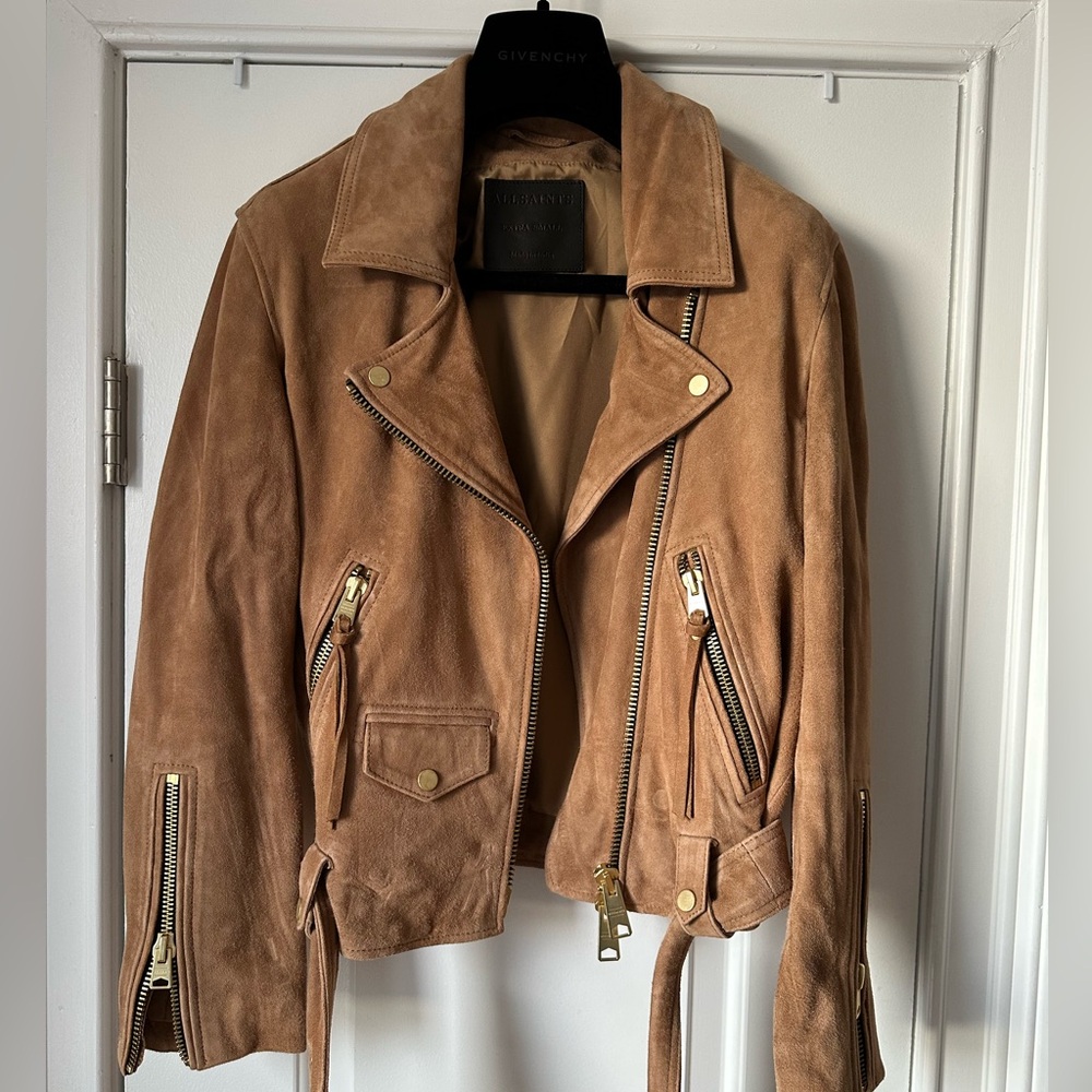 All Saints Brown Suede Leather Jacket